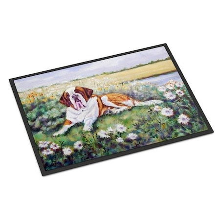 Carolines Treasures Carolines Treasures 7446MAT 18 x 27 in. Saint Bernard in Flowers Indoor or Outdoor Mat 7446MAT